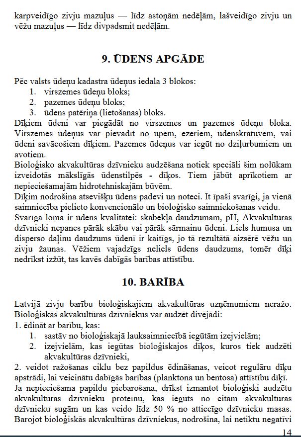 Dīķsaimniecības ierīkošana un zivju audzēšana bioloģiskajā lauksaimniecībā