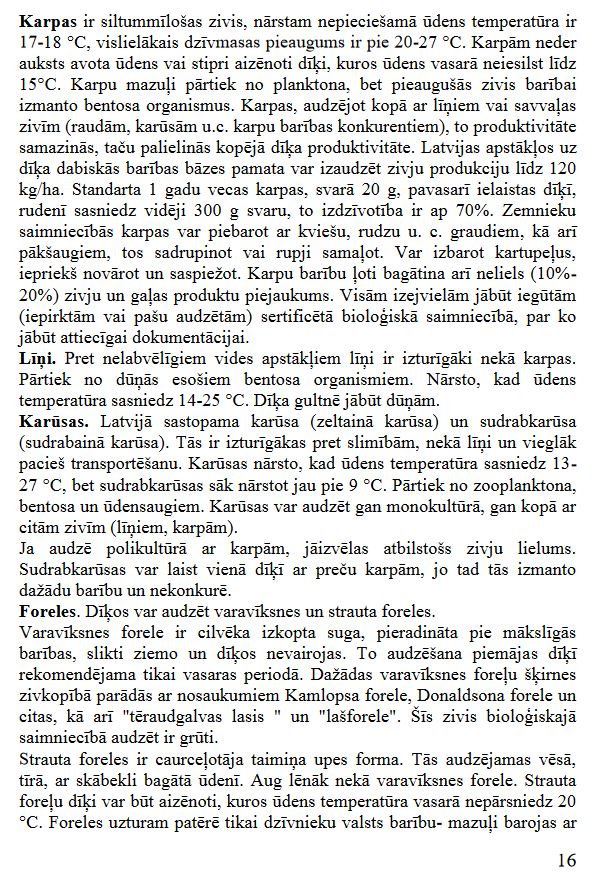 Dīķsaimniecības ierīkošana un zivju audzēšana bioloģiskajā lauksaimniecībā