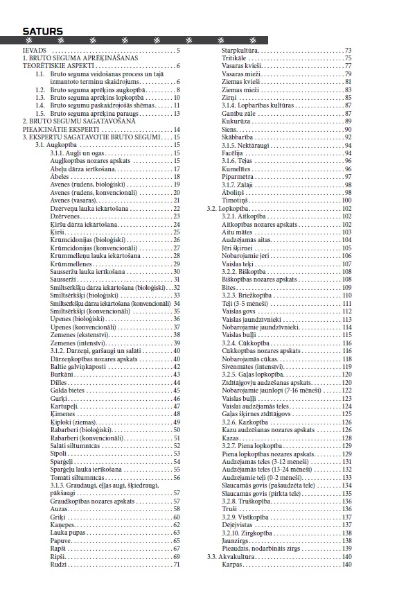 Lauksaimniecības bruto segumu aprēķini par 2022. gadu (DIGITĀLS)