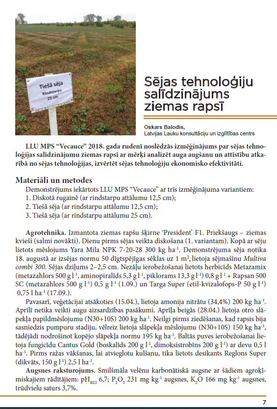 Izmēģinājumi augkopībā un lopkopībā 2018 (DIGITĀLS)