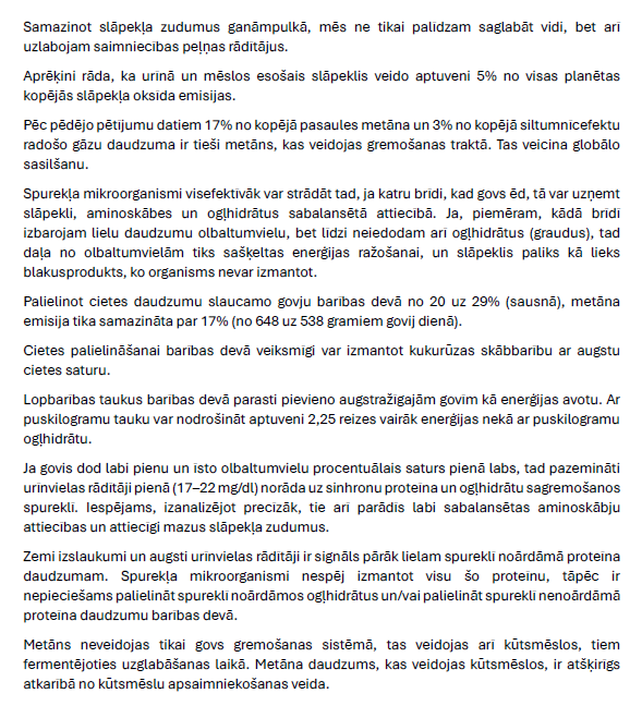 Siltumnīcefektu radošo gāzu samazināšana slaucamo govju ganāmpulkā