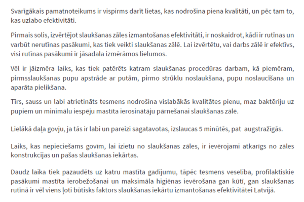Laiks ir nauda: efektivitāte slaukšanas zālē (DIGITĀLS)