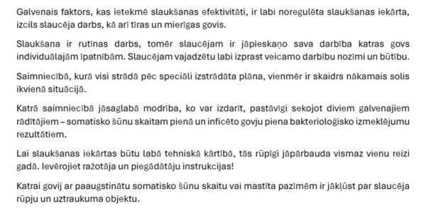 Slaukšanas rutīna un piena kvalitāte (DIGITĀLS)