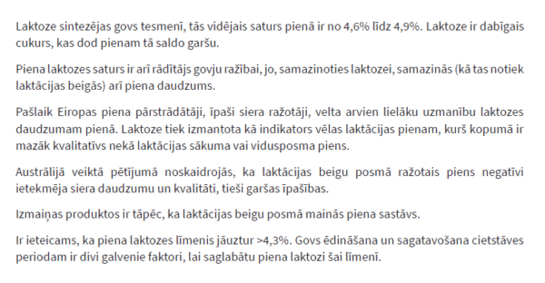 Laktoze pienā – zināmais un nezināmais