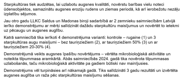 Dažādu starpkultūru maisījumu salīdzinājums 2024