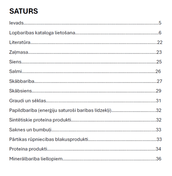 Lopbarības analīžu rezultātu apkopojums