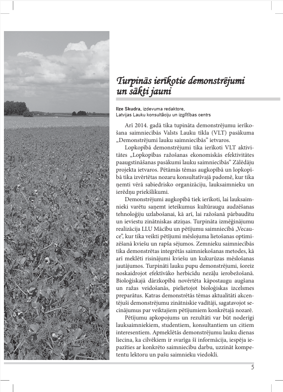 Izmēģinājumi augkopībā un lopkopībā 2014 (DIGITĀLS)