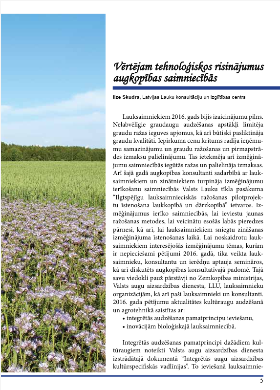 Izmēģinājumi augkopībā un lopkopībā 2016 (DIGITĀLS)